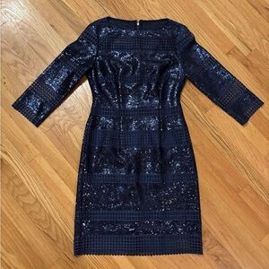 NWT Alex Marie Sequin Sheath Silhouette Midnight Cocktail Blue Dress Size 2